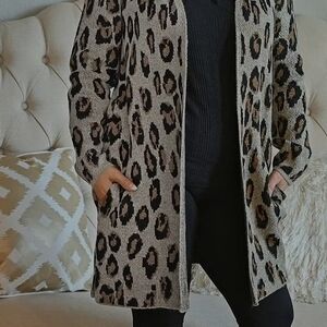 Tamsy The Randee Brown Cheetah Printed Cardigan - Small , Open Front Cardigan